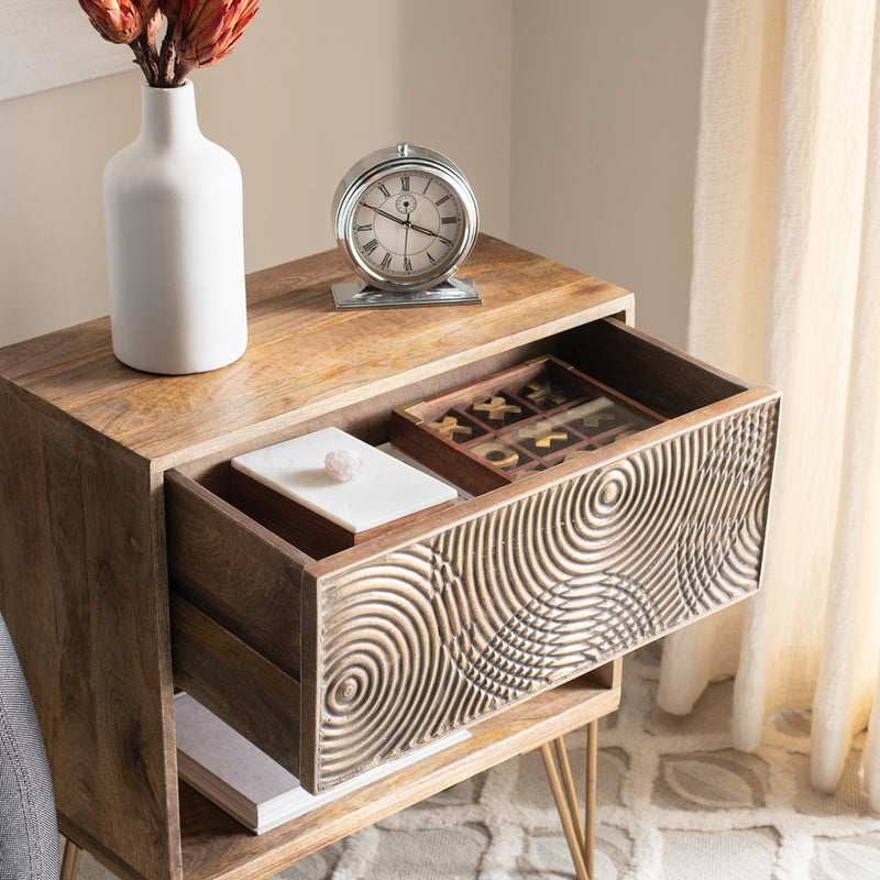 Rina 1 Drawer Textured Nightstand