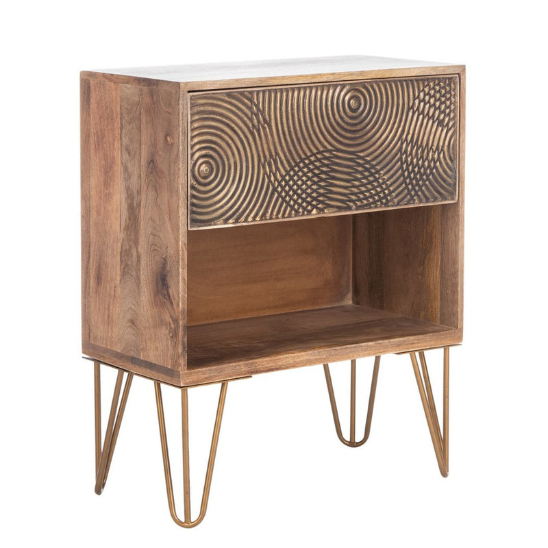 Rina 1 Drawer Textured Nightstand