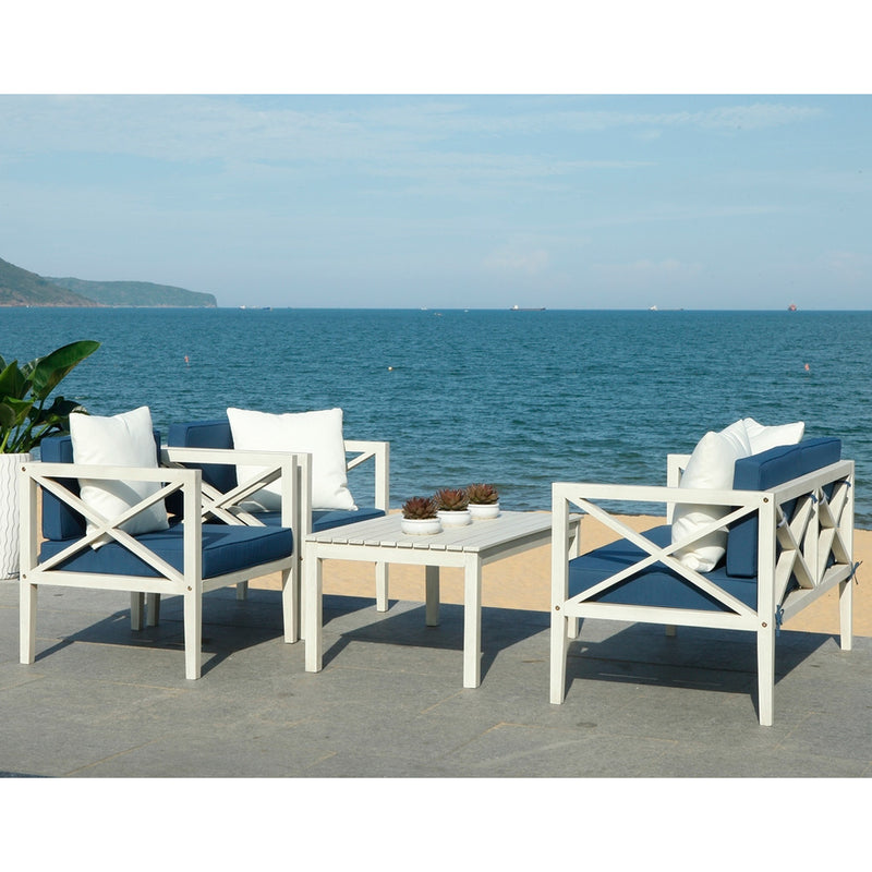 Athena 4-Piece Navy/White Outdoor Living Set