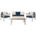 Athena 4-Piece Navy/White Outdoor Living Set