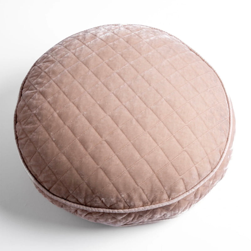 Bella Notte Silk Velvet Quilted Round Throw Pillow