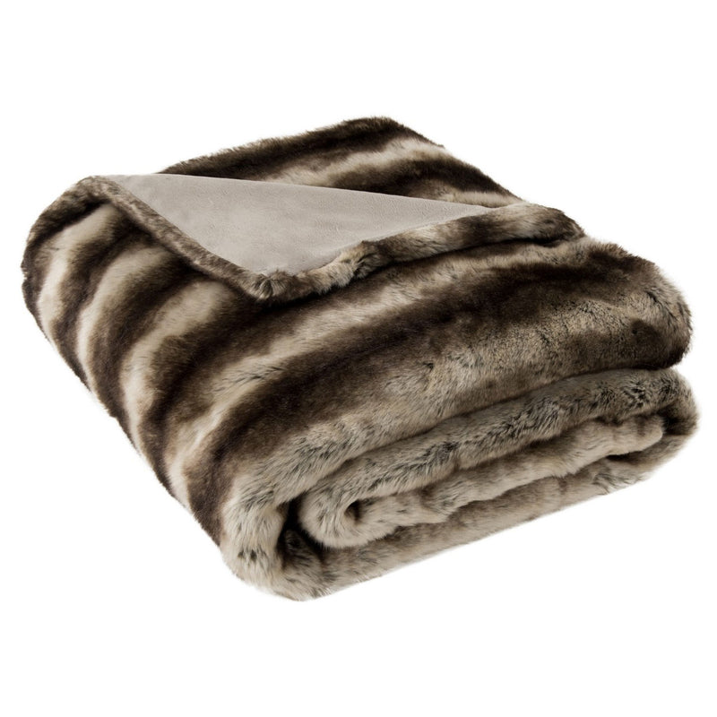 Wyatt Stripe Faux Fur Throw Blanket